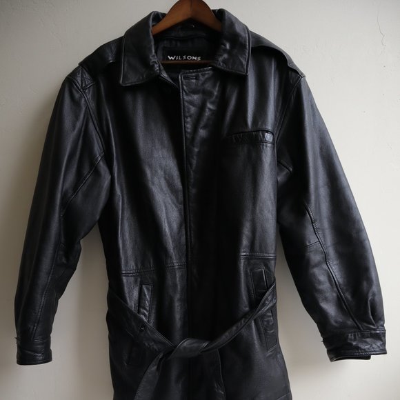 Wilson Men's Leather Vintage Coat Jacket, Genuine Black Leather Jacket, Large - Picture 2 of 15